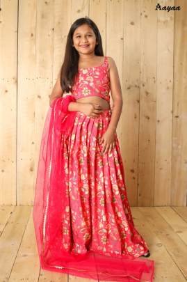 Yaana vol 2 By Aayaa Pink Floral Digital Print Kids lehenga Choli 204