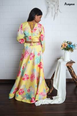 Yaana vol 2 By Aayaa Light Yellow Floral Digital Print Kids lehenga Choli 201