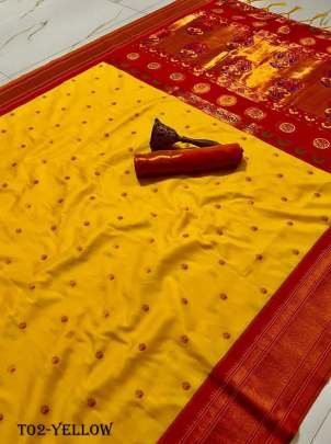 Yellow Banarasi Kanchi Silk Copper Zari Pattern Saree by fab funda
