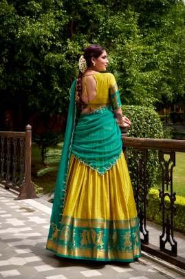 Yellow Color South India Haif Lehenga Saree