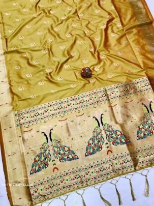 Yellow Designer Kanchipuram Paithani Silk Saree