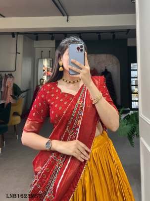 Yellow Elegant Dola Silk Patola Lehenga Choli by fab funda