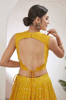 Yellow Embroidered Readymade Lehenga Choli for Pithi