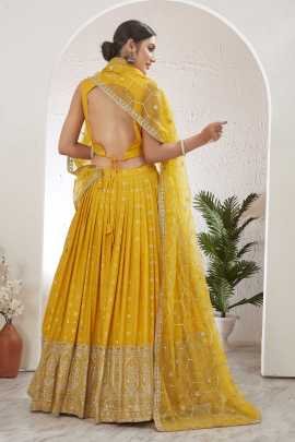 Yellow Embroidered Readymade Lehenga Choli for Pithi