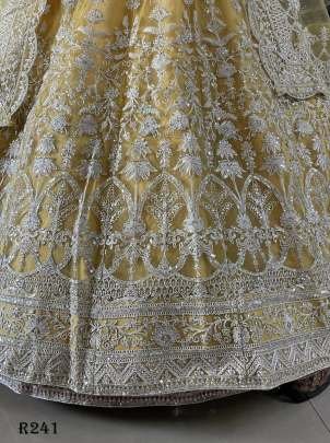 Yellow Exclusive Heavy Butterfly Net Bridal Lehenga Choli