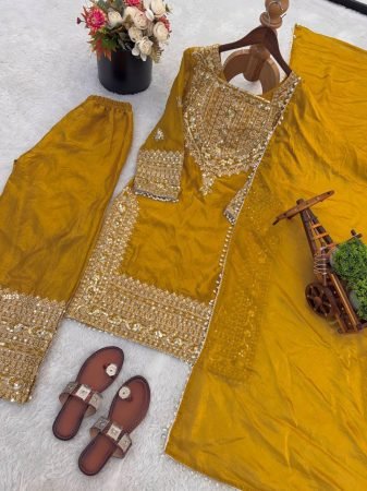 Yellow Fendy Silk Womens Ethnic Wear