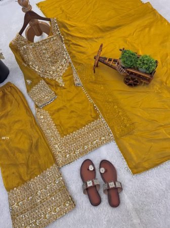Yellow Fendy Silk Womens Ethnic Wear