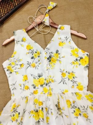 Yellow Fox Georgette Floral Sharara Set