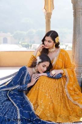 Yellow Embroidered Faux Georgette Lehenga Choli