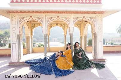 Yellow Embroidered Faux Georgette Lehenga Choli