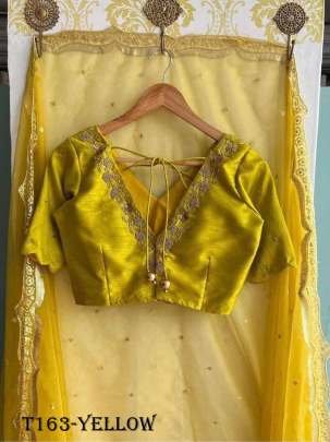 Yellow Organza Silk Saree With Embroidery Work