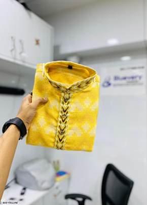 Yellow Stylish Soft Jacquard Silk Kurta Pajama