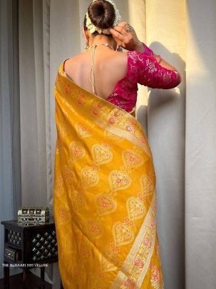 Yellow Tradition Ladies Banarasi Soft Silk Saree