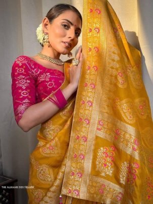 Yellow Tradition Ladies Banarasi Soft Silk Saree