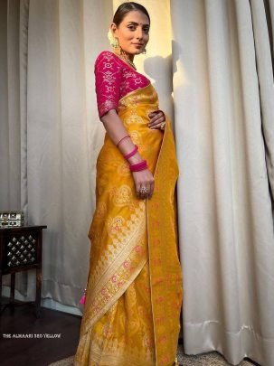 Yellow Tradition Ladies Banarasi Soft Silk Saree