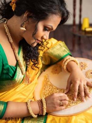 Yellow Traditional Yellow Soft Lichi Silk Kanchipuram Saree