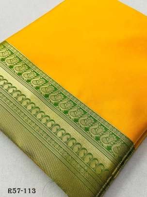 Yellow Traditional Yellow Soft Lichi Silk Kanchipuram Saree
