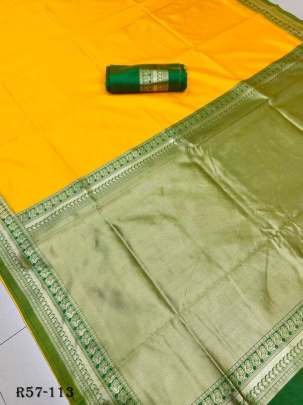 Yellow Traditional Yellow Soft Lichi Silk Kanchipuram Saree