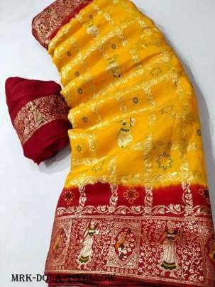 Yellow Wedding Dola Silk Saree