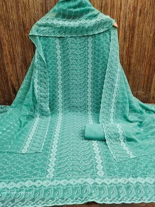 Zankar Rama Original Georgette Chiken Work Dress Material