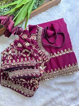 Zari Weave Wine Colour Georgette Saree