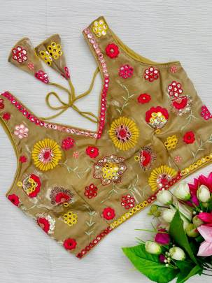 Zimmy Choo Golden All Over Floral Embroidered Sleeveless Blouse