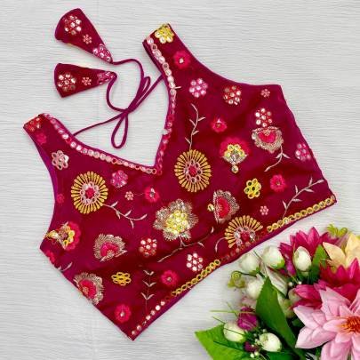 Zimmy Choo Rani Pink All Over Floral Embroidered Sleeveless Blouse