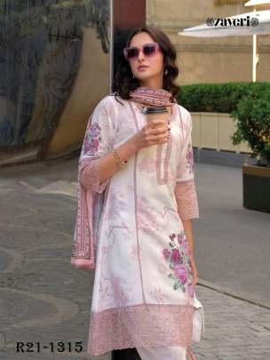 Zulika Peach Digital Printed Cotton Top Set