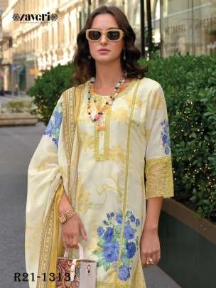 Zulika Yellow Digital Printed Cotton Top Set
