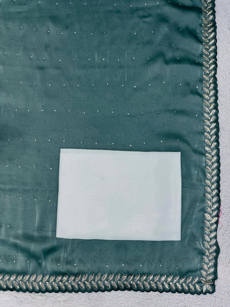 Olive Green Jimmy Choo Saree with Heavy Sequin Embroidery main image 0