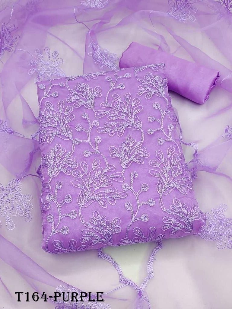 Women Wear Purple Organza Dress Material