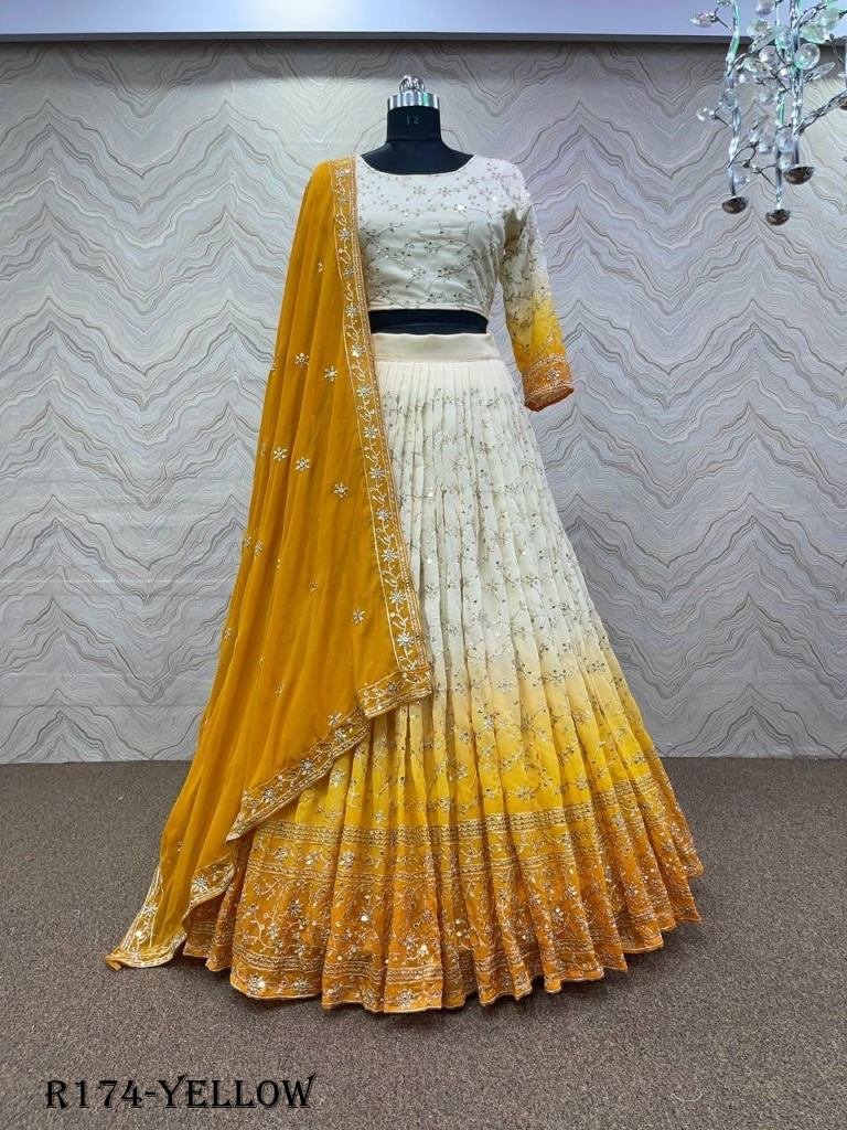 Yellow Exclusive Wedding 5MM Sequence And Embroidered Lehenga Choli